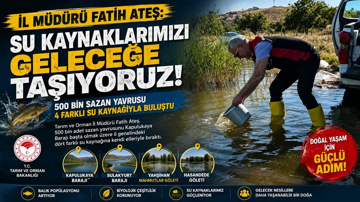 İL MÜDÜRÜ FATİH ATEŞ’TEN SU KAYNAKLARINA 500 BİN SAZAN YAVRUSU